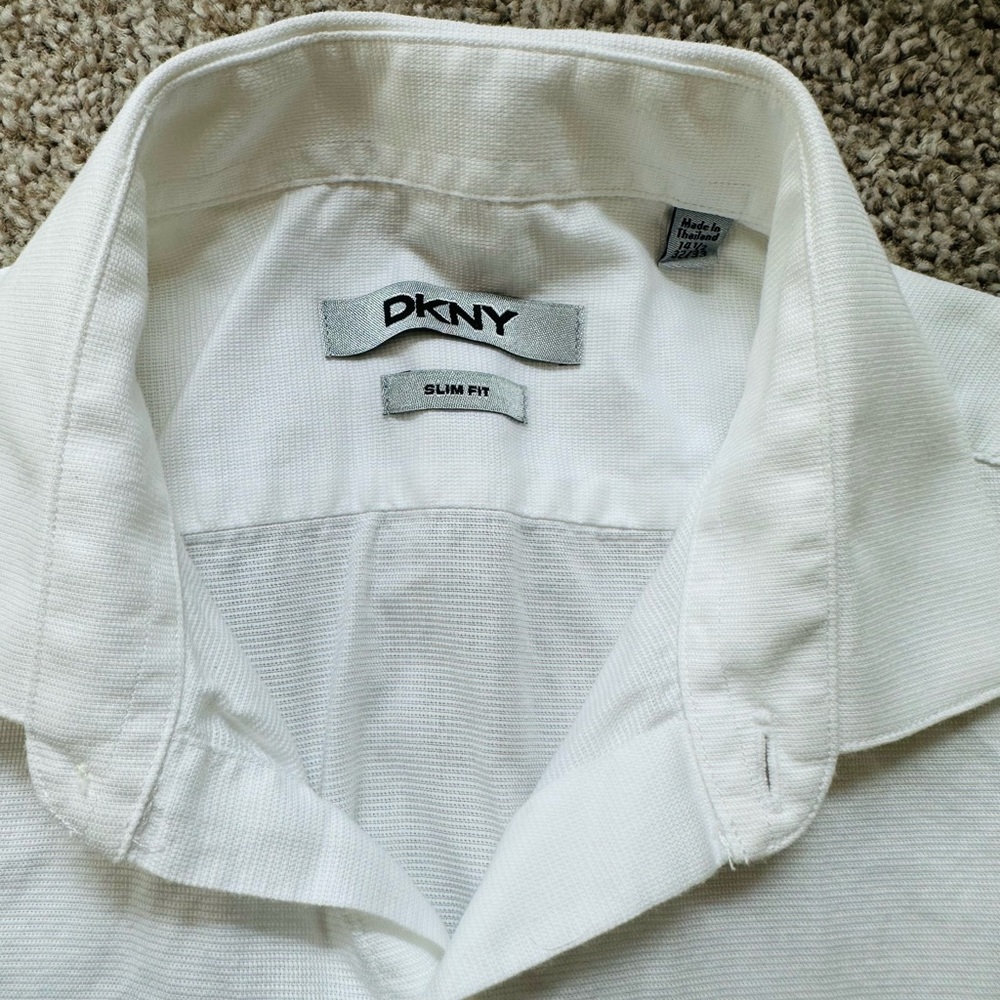 DKNY Men’s White Slim Fit Long Sleeve Dress Shirt – Size 14.5 / 32–33 - Picture 4 of 5